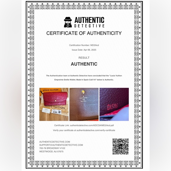Louis Vuitton Emilie Wallet Cerise Cherry Empreinte Leather Spain w/ COA! - Picture 2 of 16